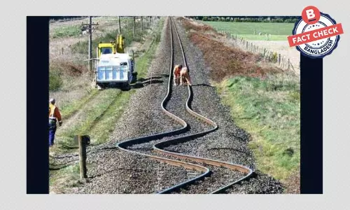 ছবিটি রোদের তাপে বেঁকে যাওয়া রেললাইনের নয় ছবিটি রোদের তাপে বেঁকে যাওয়া রেললাইনের নয়